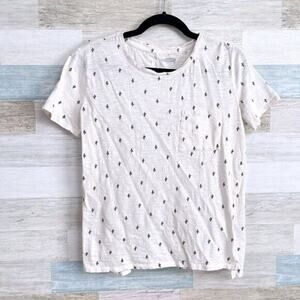 OLD NAVY Cactus Print Boyfriend Tee Cream Cotton Slub Knit Womens XS